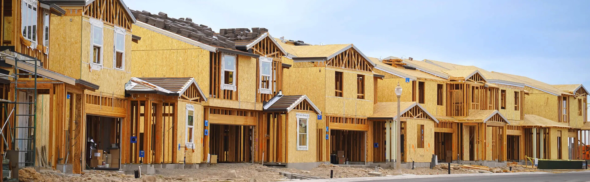 Single Row of Homes Under Construction in Santa Ana California