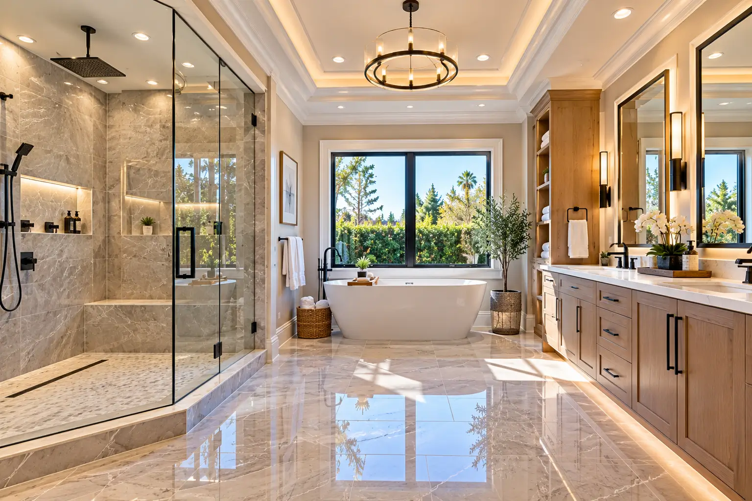 Luxury bathroom remodel by general contractor in Santa Ana, California